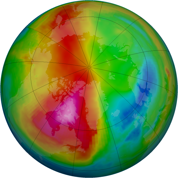 Arctic ozone map for 23 January 1991